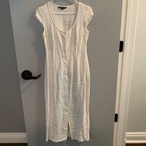 Vintage Guess Collection White Linen Button Down Midi Dress